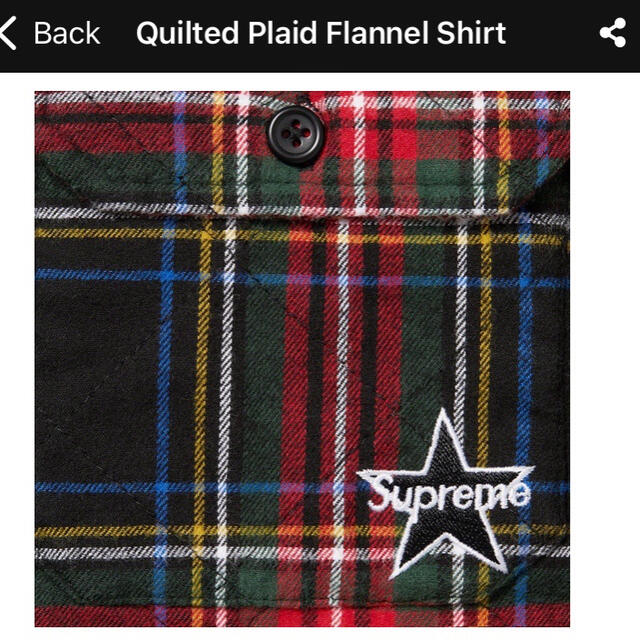 Supreme Quilted Plaid Flannel Shirt 黒 L