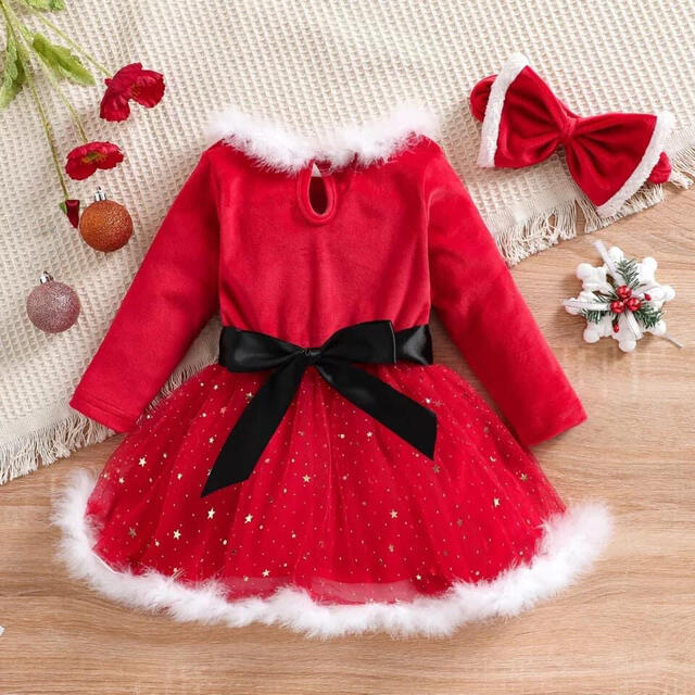 ★クリスマスワンピースRED★90〜130cm 韓国子ども服　サンタガール キッズ/ベビー/マタニティのキッズ服女の子用(90cm~)(ワンピース)の商品写真