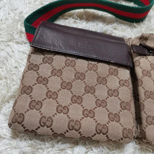 Gucci(グッチ)の【美品】GUCCI グッチ GG柄 シェリーライン ボディーバッグ キャンバス メンズのバッグ(ウエストポーチ)の商品写真