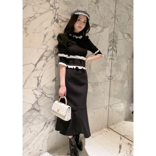 Honey mi Honey(ハニーミーハニー)のJILTU petit frill knit(black) レディースのトップス(ニット/セーター)の商品写真