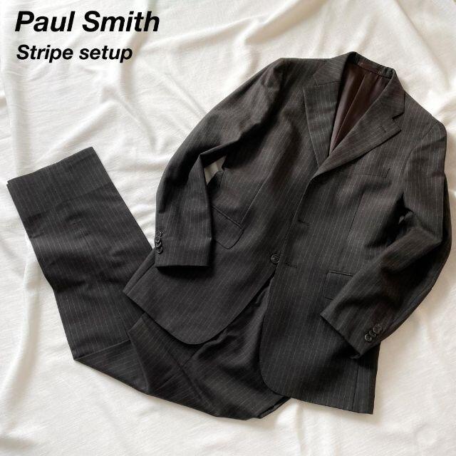 Paul Smith(ポールスミス)のポールスミスロンドン ブラウン ストライプ 三つ釦 セットアップ スーツ L メンズのスーツ(セットアップ)の商品写真