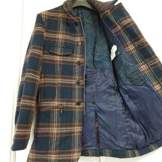 エトロ(ETRO)の【美品】エトロ ETRO チェック柄 コート ジャケット S レディース(テーラードジャケット)