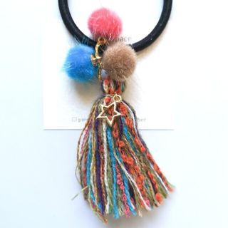 【sale】カラフルなタッセルのヘアゴム*【a14】(ヘアアクセサリー)