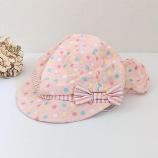 ニシマツヤ(西松屋)の【新品】46cm ドット柄 UVカット ベビー 赤ちゃん 帽子 キャスケット(帽子)