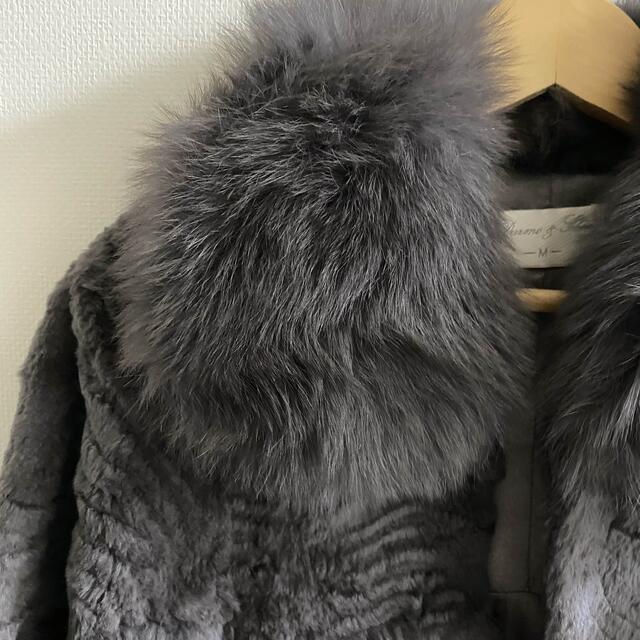 数量は多】 美品 ラビットファーコート グレー 毛皮+ファーコート