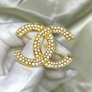 シャネル(CHANEL)の超美品　正規品　シャネル ココマーク ラインストーン ブローチ　ヴィンテージ(ブローチ/コサージュ)