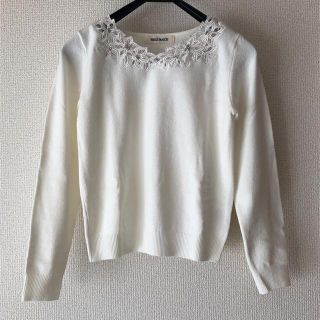 ミッシュマッシュ(MISCH MASCH)のMISCH MASCH❤︎レース刺繍ニット☆ホワイト(ニット/セーター)