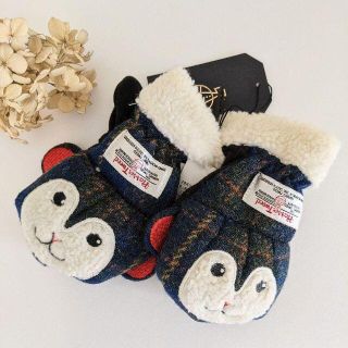 シマムラ(しまむら)の【新品】ハリスツイード 子供 手袋 キッズ ボア チェック 大人気 サル(手袋)