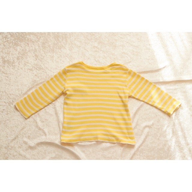 UNIQLO(ユニクロ)のUNIQLO ボーダー 長袖 ロンT Tシャツ 80 イエロー キッズ/ベビー/マタニティのベビー服(~85cm)(Ｔシャツ)の商品写真