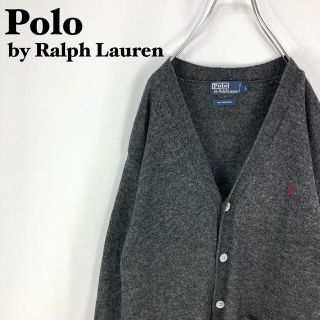 ポロラルフローレン(POLO RALPH LAUREN)のポロラルフローレン☆チャコールグレーワンポイント刺繍ロゴ ラムウールカーディガン(カーディガン)