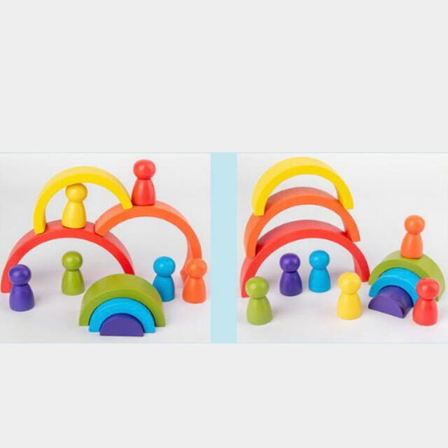 【 rainbow toy 】積み木 木のおもちゃ 木 虹 レインボー 知育玩具 キッズ/ベビー/マタニティのおもちゃ(知育玩具)の商品写真