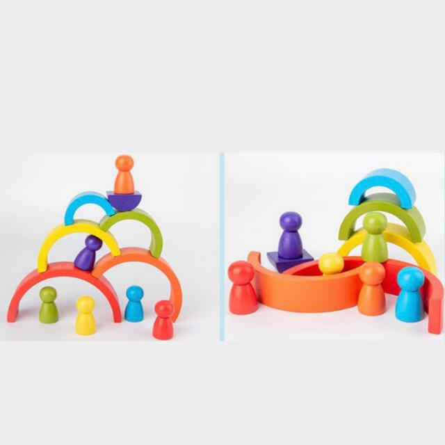 【 rainbow toy 】積み木 木のおもちゃ 木 虹 レインボー 知育玩具 キッズ/ベビー/マタニティのおもちゃ(知育玩具)の商品写真