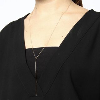 美品✨agete Y字ネックレス ブラックカルセドニーネックレス k10