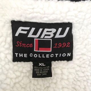 【希少】 FUBU フブ/刺繍ビッグロゴ 袖ロゴ ベンチコート 内側ボア 白