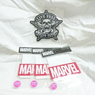 マーベル(MARVEL)のアイロン接着 ワッペン マーベル スカル 新品未使用(各種パーツ)