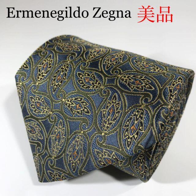 美品 エルメネジルドゼニア イタリア製 ネクタイ 植物柄 刺繍
