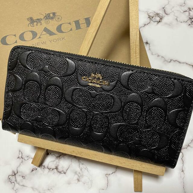 COACH - 【COACH 】コーチ 長財布 デボスドシグネチャー黒レザー ...