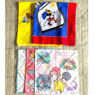 ディズニー(Disney)のキャラクターハンカチ  5点セット(外出用品)