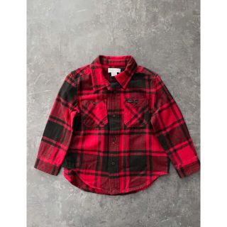 ポロラルフローレン(POLO RALPH LAUREN)のRALPH LAUREN シャツレッド/ブラックキッズ未使用 24M(90cm)(ブラウス)