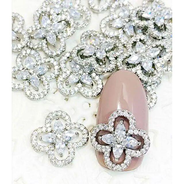 シルバー クローバー ジュエリー 2個 ネイルパーツ デコパーツ 四つ葉 花 ネイルパーツ クローバー 赤 ゴールド 四つ葉 花 セルフネイル デコ ネイル