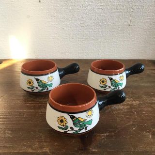 小さな 器 取手付 昭和レトロ ヴィンテージ 入れ物 3つ(食器)