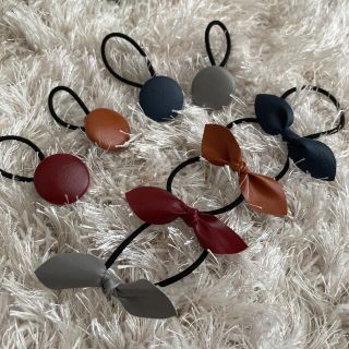 ヘアゴム セット ハンドメイド レザー くるみボタン 大人可愛いの通販