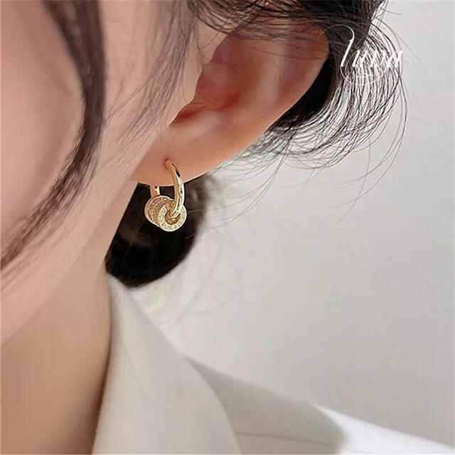 4℃(ヨンドシー)のcrystal round  hoop pierce★S925 post レディースのアクセサリー(ピアス)の商品写真