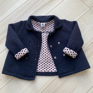 プチバトー(PETIT BATEAU)のプチバトー　コットンジャケット 18m/81cm　紺✕ピンク　水玉(ジャケット/コート)