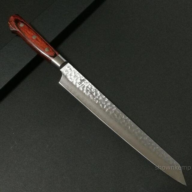 てなグッズや 堺孝行 33層槌目ダマスカス 剣型柳刃 (27cm) 270mm 高級