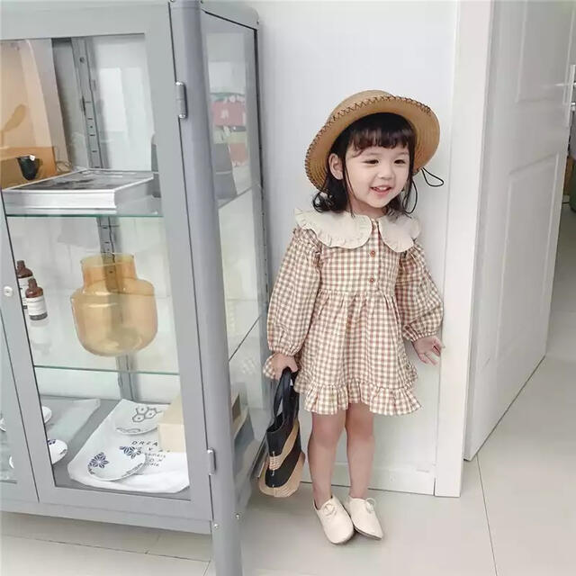 新品未使用 チェック柄 ワンピース 110 韓国子供服 女の子 3歳 4歳の通販 By Nako ラクマ