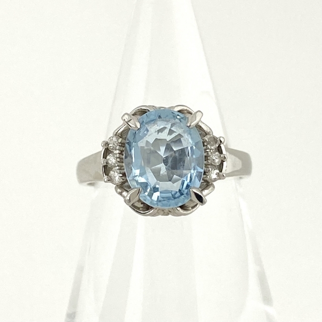 大粒✨Pt900 アクアマリン 6.70ct リング 12号