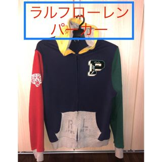 ラルフローレン(Ralph Lauren)のラルフローレンPOLOクレイジーパターンRLスウェットパーカー古着メンズSM赤紺(パーカー)