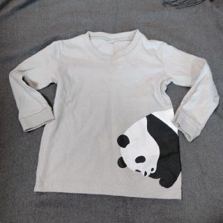 ムジルシリョウヒン(MUJI (無印良品))の無印　キッズ　トレーナー　パンダ　薄いグレー　100(Tシャツ/カットソー)