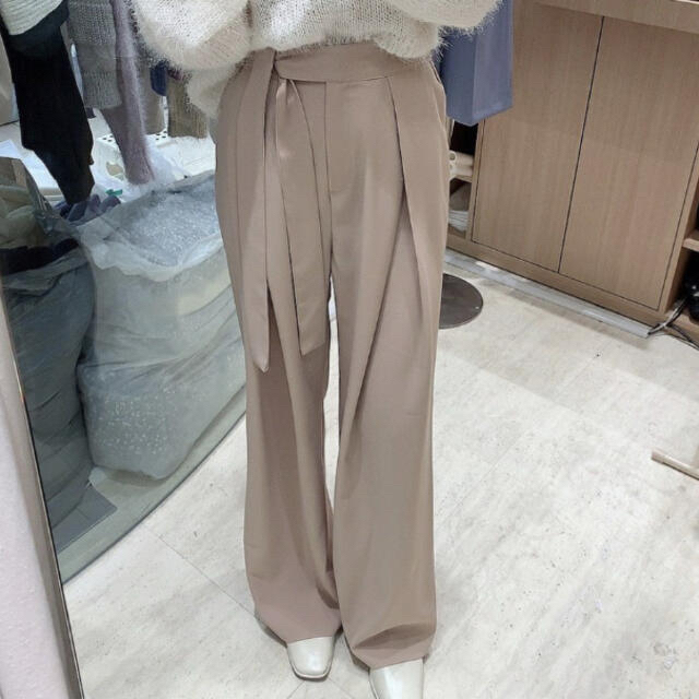 【予約商品】《5カラー》リボン　ワイド　スラックス　韓国ファッション