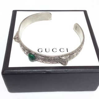 グッチ(Gucci)の正規美品！グッチ バングル SV925 キャットヘッド カラーストーン(ブレスレット/バングル)