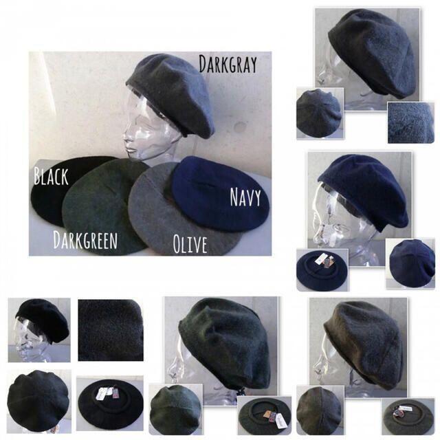 送料込 新品 帽子 日本製 ベレー帽 ニット帽 ニット ウール 男女兼用 BK メンズの帽子(ハンチング/ベレー帽)の商品写真