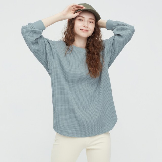 UNIQLO(ユニクロ)のUNIQLO ワッフルクルーネックT  長袖 レディースのトップス(Tシャツ(長袖/七分))の商品写真