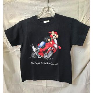 小さめ　Tシャツ　子供　キッズ用にも　黒　ブラック　テディベア　ロンドン　(Tシャツ(半袖/袖なし))