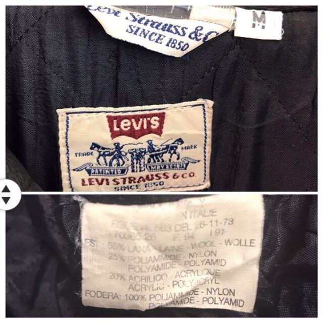 Levi's(リーバイス)の【希少】イタリア製リーバイスレザーウール総柄ハーフコートジャケットlevi. メンズのジャケット/アウター(スタジャン)の商品写真