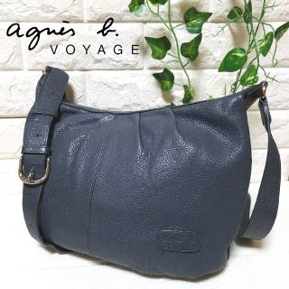 アニエスベー(agnes b.)の【美品】アニエスベー ボヤージュ ショルダーバッグ  レザー  グレー 斜め掛け(ショルダーバッグ)