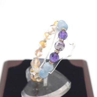 龍彫り 竜生九子ブレスレット 水晶 アメジスト アクアマリン 天然石