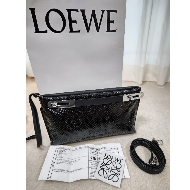 【新品】LOEWE ロエベミッシースモールバッグ 黒 パイソン×カーフバッグ