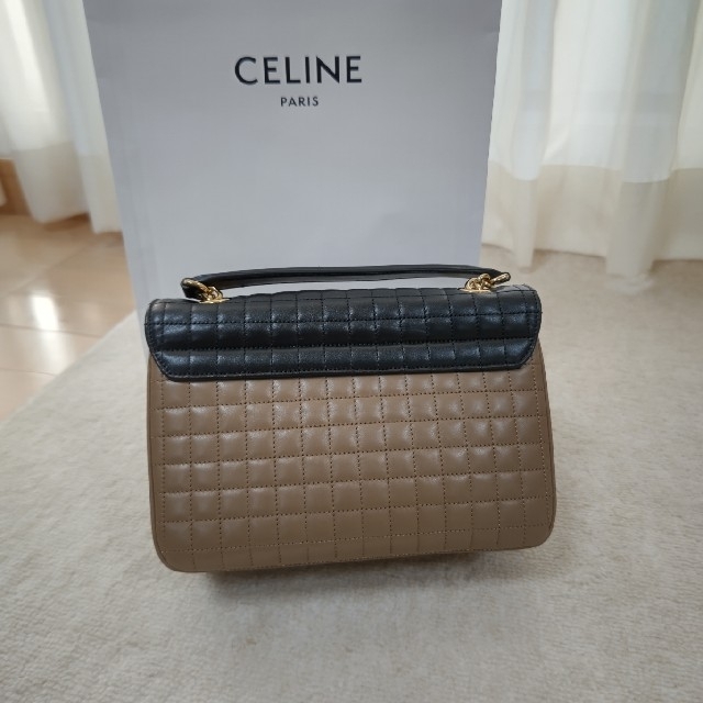 【新品】 CELINE セリーヌ ショルダーバッグ C セー　黒×ライトキャメル