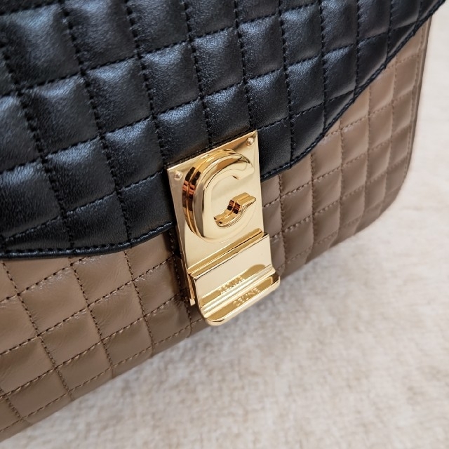 【新品】 CELINE セリーヌ ショルダーバッグ C セー　黒×ライトキャメル