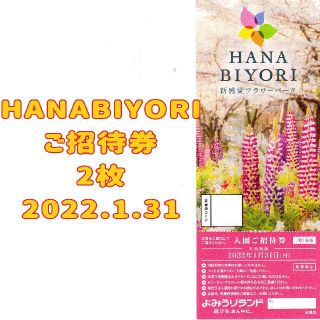 HANABIYORI ご招待券 2枚 2022.1.31 東京都 よみうりランド(その他)