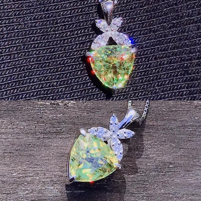 スフェーン 3.71ct ダイヤモンド 0.12ct ネックレス プラチナ 希少の