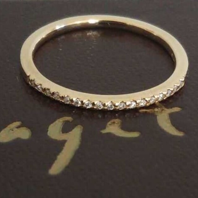 agete(アガット)のアガット K10 ダイヤモンド リング 5号 ハーフエタニティ 人気 美品 レディースのアクセサリー(リング(指輪))の商品写真