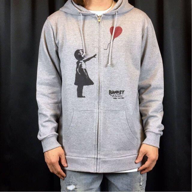 【 プリント パーカー】新品 BANKSY バンクシー ジップ アップ