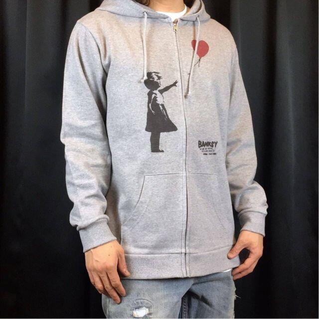 プリント パーカー】新品 BANKSY バンクシー ジップ アップ - パーカー