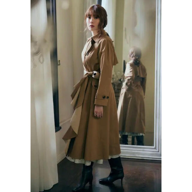 herlipto Gaba Ruffled Cotton Trench Coat rotondaro.com.uy